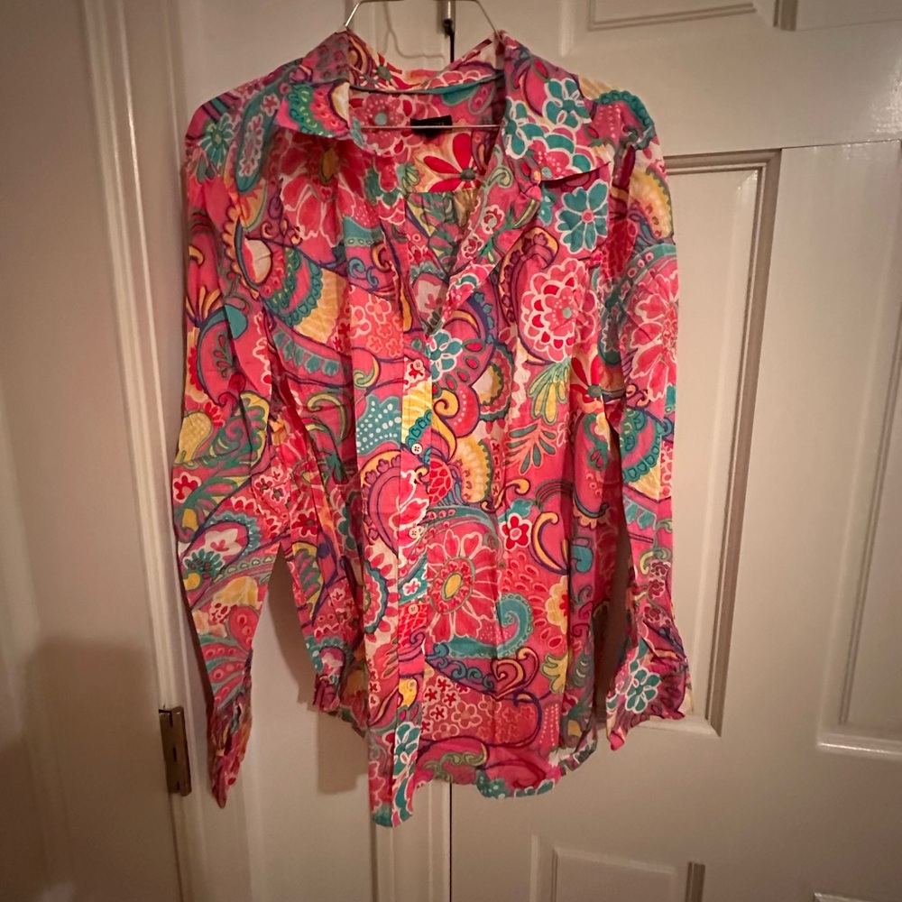 Talbots Colorful Paisley Button Down Shirt